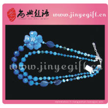 Bijoux de mode Blue Gemstone Flower Faceted Sapphire Bead Necklace